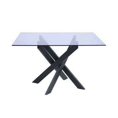 Somette 5-Piece Square Glass Dining Set With Crisscross Base & 4 Swivel Arm Chairs - Black 6 Somette 5-Piece Square Glass Dining Set With Crisscross Base & 4 Swivel Arm Chairs - Black - Image 4