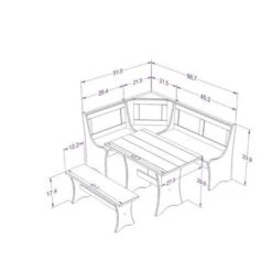 The Gray Barn Hillcrest 3-Piece Storage Nook - Black/Walnut -Gourmet Interiors 824281f5 36d2 406d bd57 326fd8d2b28a