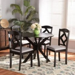 Baxton Studio Carlin Modern And Transitional 5-Piece Wood Dining Set - Dark Oak -Gourmet Interiors 824e09d4 f3bf 4151 ab7f a0245df3c616