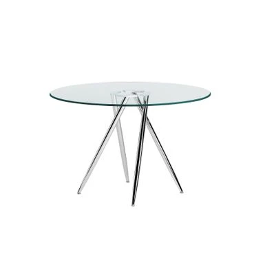 Somette Benz 47" Round Glass Table With Tapered Art Deco Base - Silver 6 Somette Benz 47" Round Glass Table With Tapered Art Deco Base - Silver - Image 4