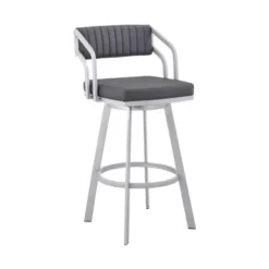 Capri 26" Swivel Slate Grey Faux Leather And Silver Metal Bar Stool -Gourmet Interiors 82cc9c34 091d 477a b804 b25abbd2f202