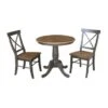 30" Round Top Pedestal Table With 2 X-Back Chairs - 3 Piece Set - Hickory/Washed Coal -Gourmet Interiors 82d7b26e ba5b 4eb9 a365 ba16c3bb1824