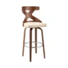 Gayle 30" Swivel Cross Back Cream Faux Leather And Walnut Wood Bar Stool -Gourmet Interiors 831badb3 cc7d 4082 a055 e1bbdfe8e607