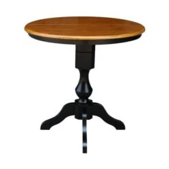 36" Round Top Pedestal Table With 12" Leaf - Black/Cherry - Counter Height -Gourmet Interiors 8326fc60 27c5 4cb0 8e80 3af991942dca