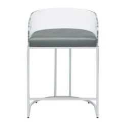 Acrylic Back Counter Height Stools Grey And Chrome (Set Of 2) -Gourmet Interiors 83458f9b cc83 4c20 a5b3 de38b5d7507b