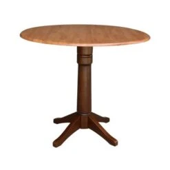 Round Dual Drop Leaf 42" Pedestal Table - Cinnamon/Espresso - 42.3" H -Gourmet Interiors 83c3ea44 48a8 4e3c 8145 eb581e55fe5c