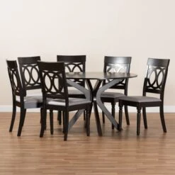 Baxton Studio Jessie Modern And Contemporary 7-Piece Dining Set - Walnut -Gourmet Interiors 83d7d175 2f96 49bb 8eb9 a2ea59e97105