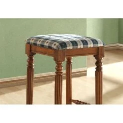 Bar Stool/ Set Of 2/ Bar Height/ Wood/ Fabric/ Brown/ Green/ Traditional -Gourmet Interiors 83e1337a b99d 4ab5 b311 7958a019cd1e