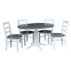 36" Round Extension Dining Table With 4 Madrid Chairs - Distressed Oak -Gourmet Interiors 840ccdcb 63bc 433d b343 eeeb199a3d2a
