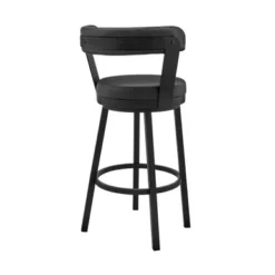 Kobe 30" Bar Height Swivel Bar Stool In Black Finish And Black Faux Leather -Gourmet Interiors 842e049c dae8 4d9e 9c6c 82e297680eb1