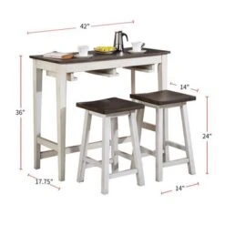 3 Piece Bar Table Set With Two Stools - Antique Teal, Gray -Gourmet Interiors 844cfb6a c626 481d 8ad5 5cb957128c51