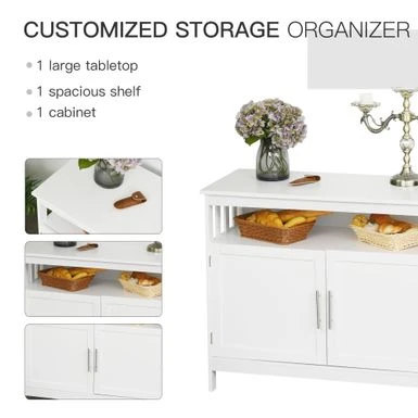 HOMCOM Kitchen Console Table, Buffet Sideboard, Wooden Storage Table With 2-Level Cabinet And Open Space - Grey 6 HOMCOM Kitchen Console Table, Buffet Sideboard, Wooden Storage Table With 2-Level Cabinet And Open Space - Grey - Image 4