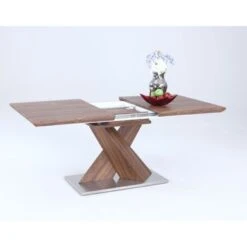 Somette Bethal Chrome-finished Metal And Wood Dining Table - Brown/Chrome - 36"x 56" - 36"x 56" - Walnut -Gourmet Interiors 8482ba26 257b 47c3 80a2 80e4c00f158a