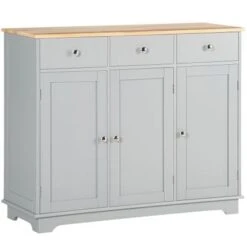 HOMCOM Modern Sideboard, Buffet Cabinet With Adjustable Shelves, Grey - Black -Gourmet Interiors 8494a729 5ef9 4053 b8b7 07e4cd283089