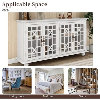 Merax 4 Acrylic Doors Sideboard With Adjustable Height Shelves - Black 14 Merax 4 Acrylic Doors Sideboard With Adjustable Height Shelves - Black - Image 12