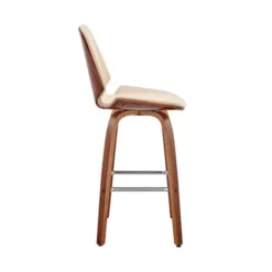 Arabela 26" Cream Faux Leather And Walnut Wood Swivel Bar Stool -Gourmet Interiors 84abbc3e 6902 4e3b aeb5 ca6298fbc8fc