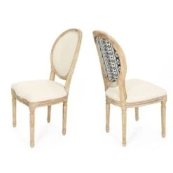 Phinnaeus Upholstered Farmhouse Dining Chairs (Set Of 2) By Christopher Knight Home - Natural + Black Checkerboard And Dark Gray Cushion -Gourmet Interiors 84bc4635 1b00 4a42 ab8a dfadf360e929