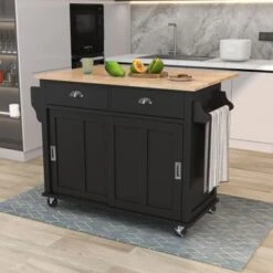 Nestfair Drop-Leaf Countertop Kitchen Cart Kitchen Island With Wheels And Storage Cabinet - Mint Green -Gourmet Interiors 84d92339 a7b0 4be3 900f 95aa8637a301