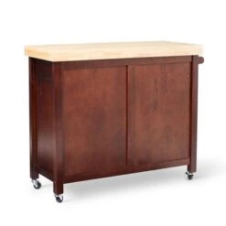 Copper Grove Macaulay Natural Rubberwood Rolling Kitchen Island Cart - White -Gourmet Interiors 85014c1e 5810 4bda b469 636c7caafe03