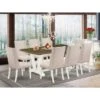 Modern Kitchen Set - A Rectangular Table And Parson Chairs - Wire Brushed Linen White Finish (No. Of Chairs & Bench Options) - V077FL201-6 -Gourmet Interiors 8501f927 cb84 4773 9ff4 bb2087936f15