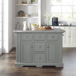 Julia Grey Stainless Steel Top Kitchen Island - 50 "W X32 "D X 36 "H - Stationary - Gray - Stainless Steel -Gourmet Interiors 856862cc 1aa9 4b0b b515 180ebc02ccc4