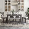 Merax 6-Piece Dining Set With Foldable Table, Bench - Grey -Gourmet Interiors 856973a9 54de 4f2a 9d5c 2e124c13069c