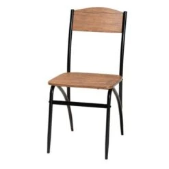 Baxton Studio Neona Modern Industrial Walnut Brown Finished Wood And Black Metal 5-Piece Dining Set - 5-Piece - Walnut Brown, Black -Gourmet Interiors 856d7547 5d6c 43b3 ae41 17bd33728beb