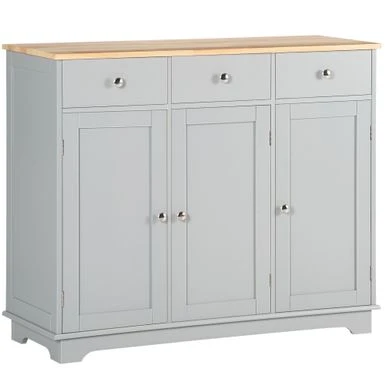 HOMCOM Modern Sideboard, Buffet Cabinet With Adjustable Shelves, Grey - White 5 HOMCOM Modern Sideboard, Buffet Cabinet With Adjustable Shelves, Grey - White - Image 3