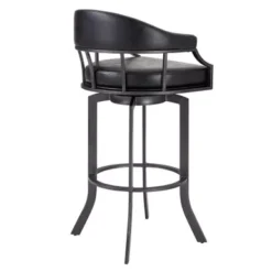 Pharaoh Swivel 26" Mineral Finish And Black Faux Leather Bar Stool -Gourmet Interiors 85ce9859 f50a 4393 8fc6 8e7215fb2ed1