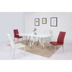 Somette Alyssa Abigail Dining Table With Starphire White Glass Finish - White -Gourmet Interiors 85daee48 4f0e 46b2 b9cf c9d9795106bd