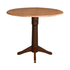 Round Dual Drop Leaf 42" Pedestal Table - Cinnamon/Espresso - 42.3" H -Gourmet Interiors 85de64a2 f63c 4ec7 b7dc b792f1fa9241