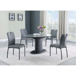 Somette Kenya Extendable Dining Table With Art Deco Stripe Base - Black