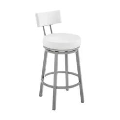 Dalza 26" Swivel Counter Stool In Cloud Finish With White Faux Leather -Gourmet Interiors 8611c822 213c 45e4 bb0d 19957f135fd7