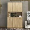 70.87" Tall Wardrobe& Kitchen Cabinet, With 6-Doors, 1-Open Shelves And 1-Drawer For Bedroom,Walnut - Natural -Gourmet Interiors 86435d73 7edb 470a 98f3 a3c433d4d233