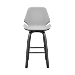Arabela 26" Gray Faux Leather And Black Wood Swivel Bar Stool -Gourmet Interiors 8648d39e 5806 4344 85a8 986e4e291e8e