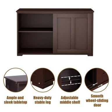 Copper Grove Okhangaron Wooden Storage Cabinet With Sliding Doors - Brown 6 Copper Grove Okhangaron Wooden Storage Cabinet With Sliding Doors - Brown - Image 4