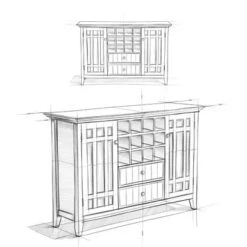 WYNDENHALL Freemont SOLID WOOD 54 Inch Wide Transitional Sideboard Buffet And Wine Rack - 54 W X 17 D X 36 H - Tobacco Brown -Gourmet Interiors 86723e46 f5e6 407a bc09 33d9ae8aa87a