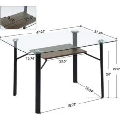 Mcombo Glass Dining Table Modern Rectangular Kitchen Table - Black -Gourmet Interiors 8705717f 2959 48e9 9232 564b2f58bb60