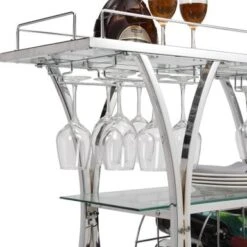 Chrome Bar Cart With Wine Rack Silver Glass Metal Frame Wine Storage - Kitchen Cart - Chrome 11 Chrome Bar Cart With Wine Rack Silver Glass Metal Frame Wine Storage - Kitchen Cart - Chrome -Gourmet Interiors 870b6abd 1d32 4fac a0d6 8f46ae9848f0