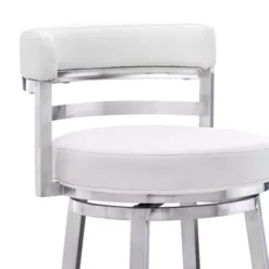 Titana 30" Bar Height Swivel White Faux Leather And Brushed Stainless Steel Bar Stool -Gourmet Interiors 870c7091 bb08 4758 b97f ac52dc49fc9b