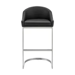 Atherik Bar Stool In Brushed Stainless Steel With Black Faux Leather -Gourmet Interiors 872fae35 0e1a 48de b5b7 a8b219091fdc