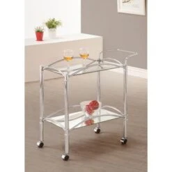 Silver Orchid Olivia Chrome Serving Cart - 29.75" X 14" X 29.50" - SERVING CART -Gourmet Interiors 8758c180 25c4 4675 93e6 f62fa315377f