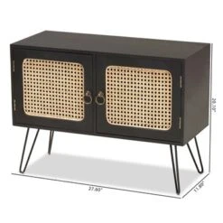 Baxton Studio Davion Mid-Century Modern 2-Door Sideboard Buffet With Rattan-Espresso - Espresso Brown, Natural Brown -Gourmet Interiors 875c9930 14d7 4e19 93a9 f87a8cebf070