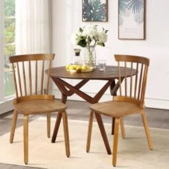 Black Solid Wood Slat Back Windsor Dining Chairs, Set Of 2/4 - 34.06" H X 16.54"W X 16.93"D - Set Of 2 - Blue -Gourmet Interiors 876e11df be2e 4c26 ba9e 630e0c8ab30e