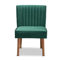 Baxton Studio Alvis Mid-Century Velvet Upholstered Dining Chair - Emerald Green, Walnut Brown -Gourmet Interiors 877085b4 1cd6 4a53 881e 5cf46cf6b600