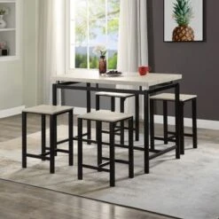 Nestfair 5 Piece Dining Set With Counter And Pub Height - Beige -Gourmet Interiors 8789b1d3 b3cf 4b81 9254 d3ec298c2ae8