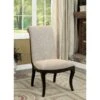 Set Of 2 Fabric Side Chair In Beige And Espresso - Beige