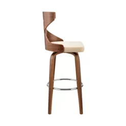 Gayle 30" Swivel Cross Back Cream Faux Leather And Walnut Wood Bar Stool -Gourmet Interiors 8854f180 be5b 47c3 aced ba727b178966