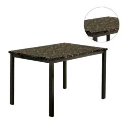Faux Marble And Metal Dining Table In Black - 60 Inches -Gourmet Interiors 888f3027 a285 4661 84da f7b896074766