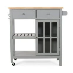Byway Contemporary Kitchen Cart With Wheels By Christopher Knight Home - Black + Natural -Gourmet Interiors 88bae317 4640 4e1d baa9 c9da4e228bb8